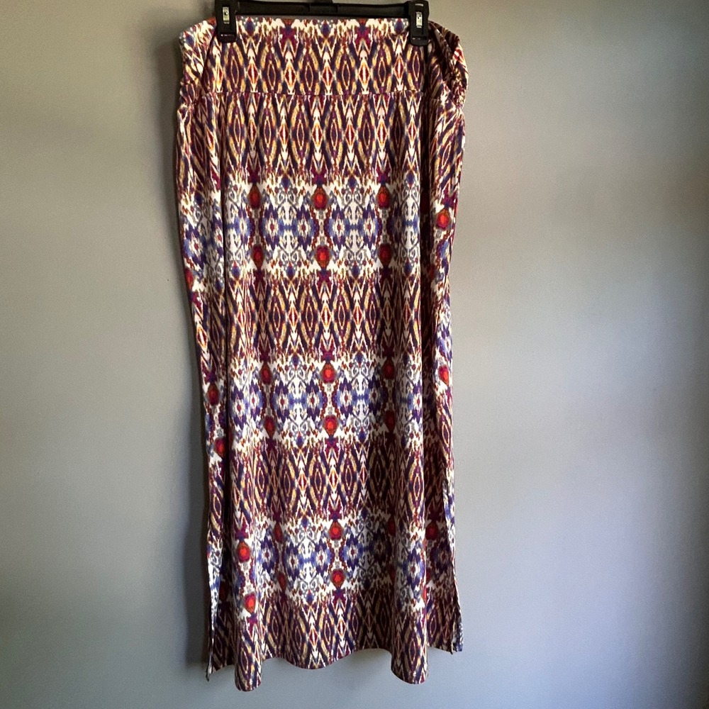 Faded Glory Womens XL Violet Combo Ikat Geometric Print Maxi Skirt FGL26782PR7